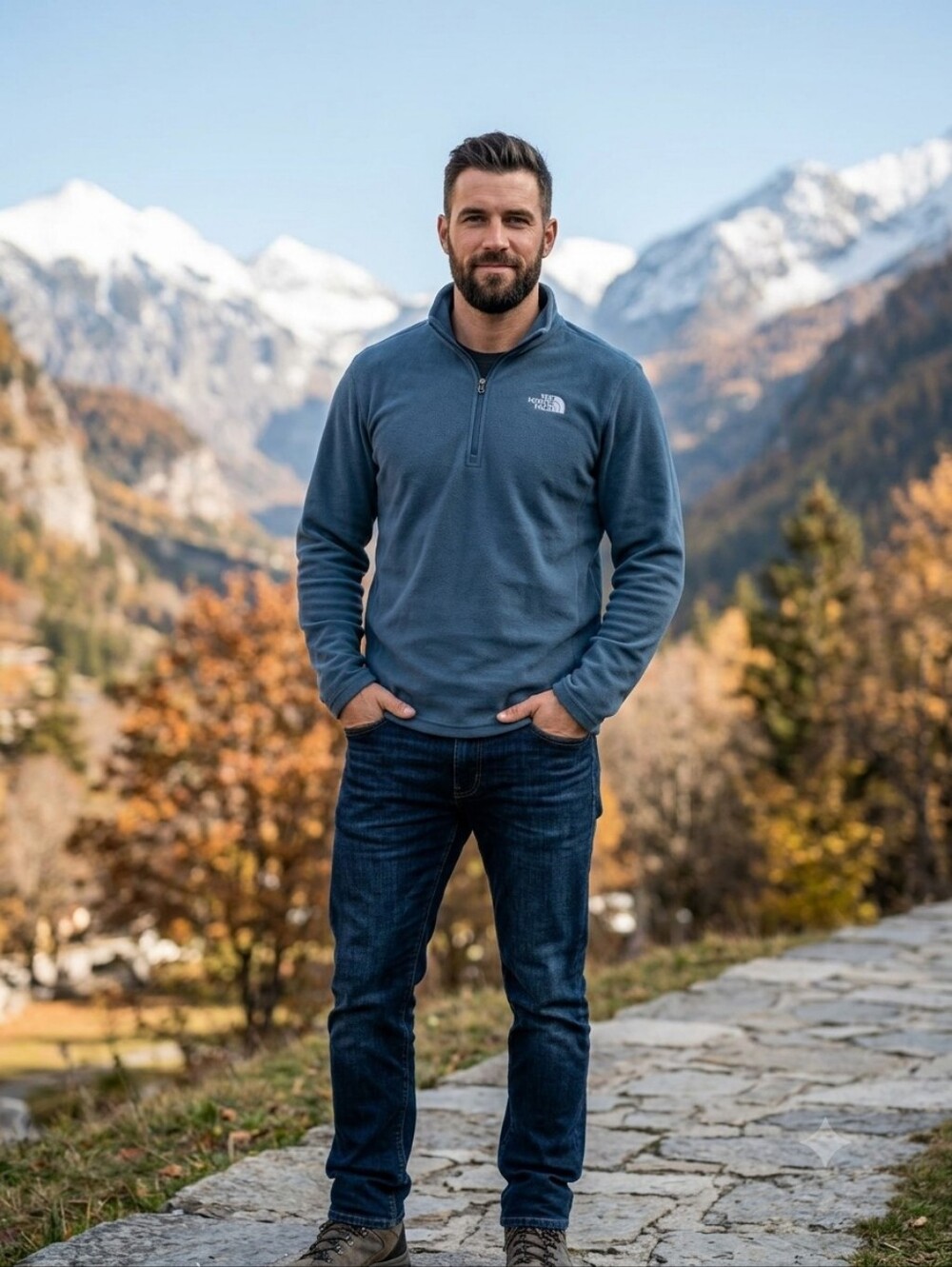 The North Face Men's Blue Quarter-Zip Fleece Pullover